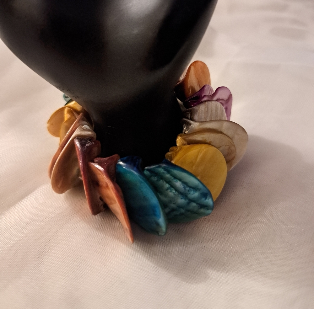 Multicolor Abalone Shell Stretch  Bracelet